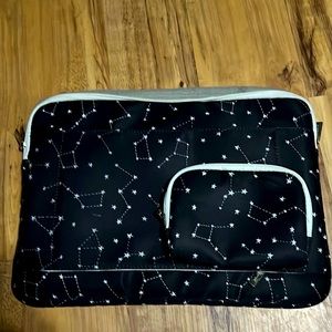 Black Star Pattern ,13 inch laptop case with a cute little accessory bag.
